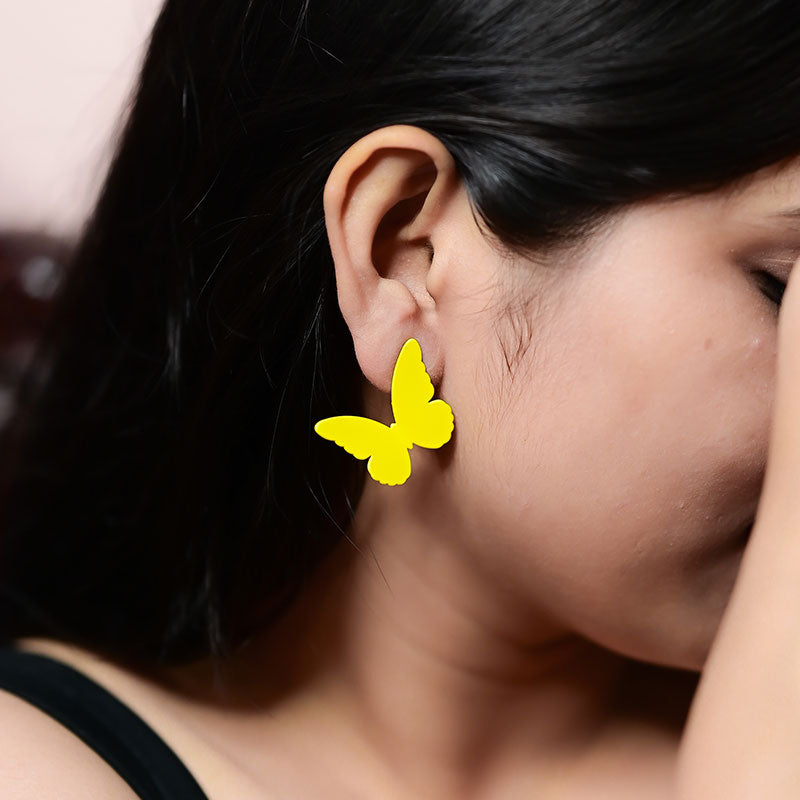 Yellow Butterfly Stud Earrings
