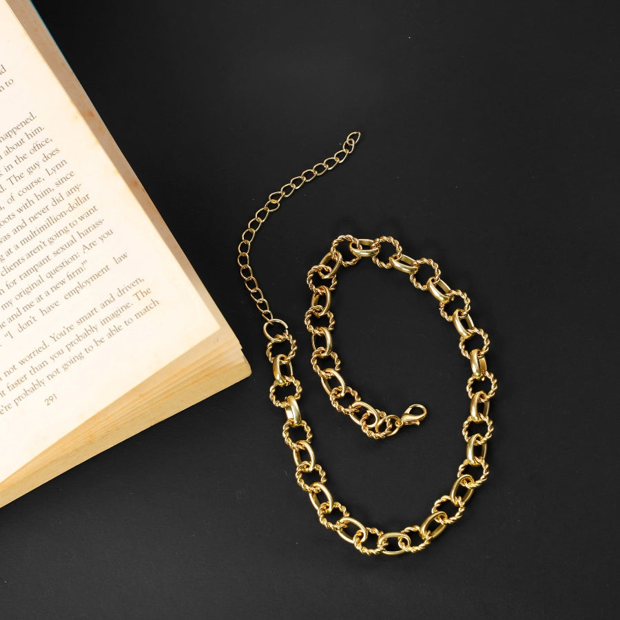 Elegant Gold-Plated Twisted Link Chain Necklace