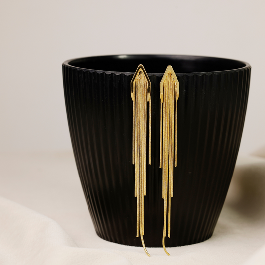 Gold-Plated Multi-Strand Tassel Earrings