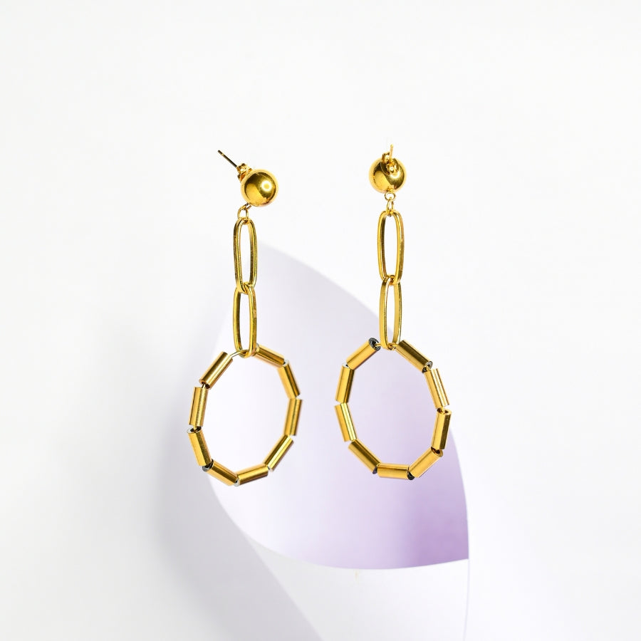 Geometric Elegance Gold Hoop Earrings