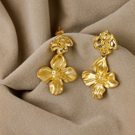 Radiant Blossom Gold-Plated Floral Earrings