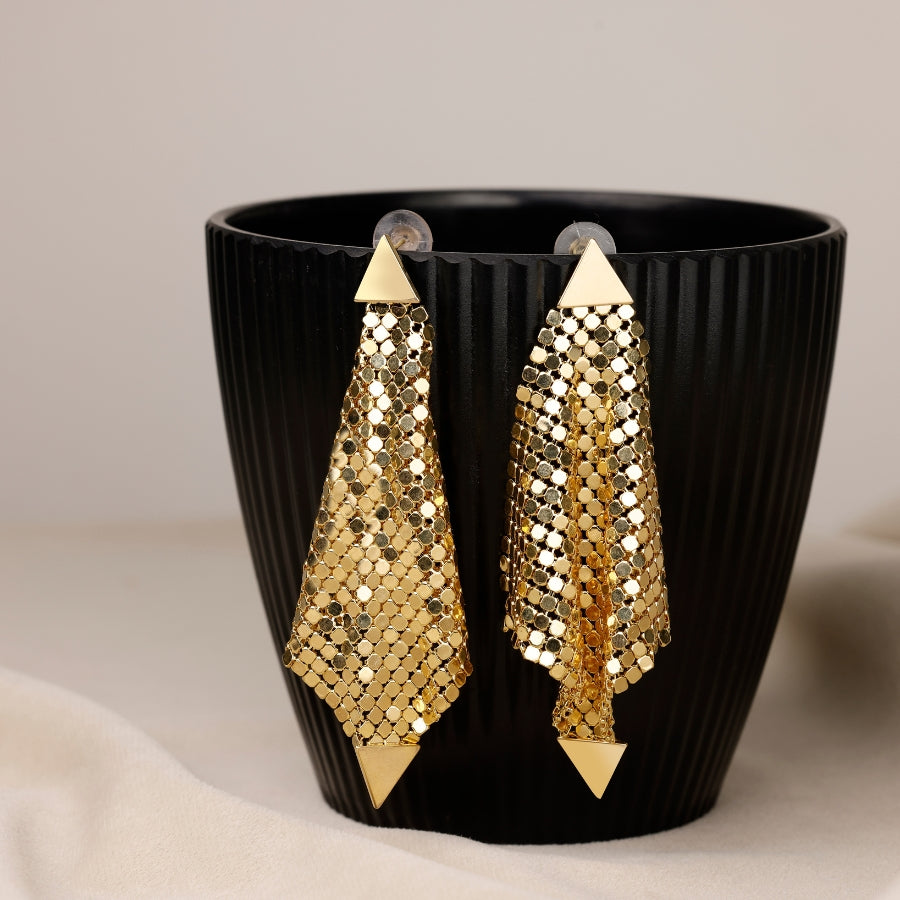 Gold Plated Mesh Dangle Earrings