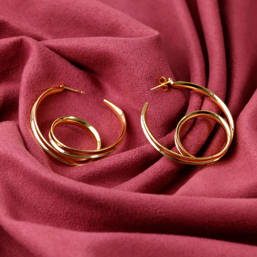 Gold Spiral Hoop Earrings