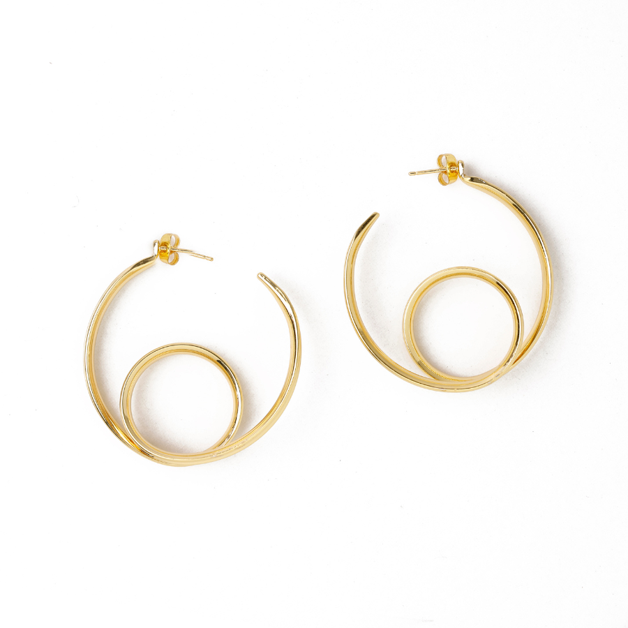 Gold Spiral Hoop Earrings