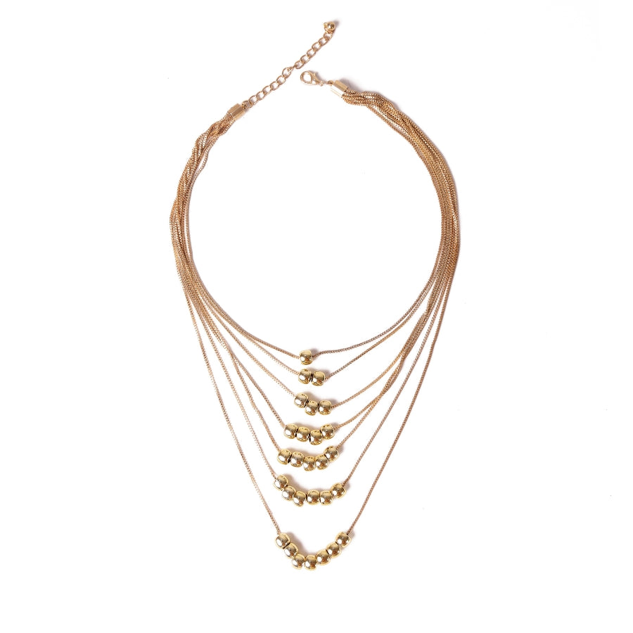 Multi-Layer Gold Beaded Statement Necklace