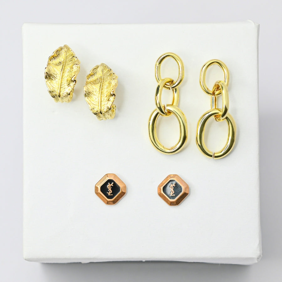 Gold & Black Chic Earring Set – Elegant & Trendy Designs