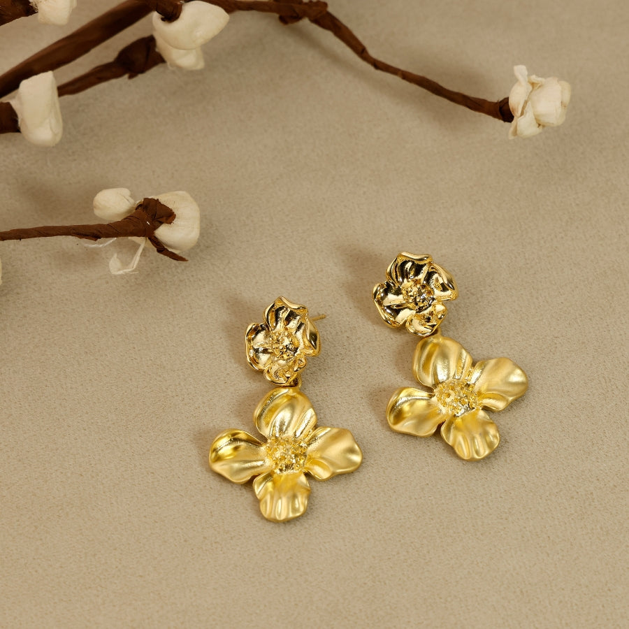 Radiant Blossom Gold-Plated Floral Earrings