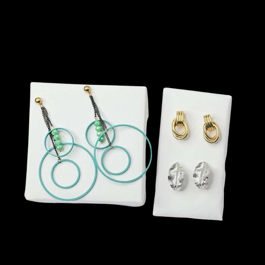 Modern Chic Earring Set – Geometric, Gold & Silver Leaf Designs