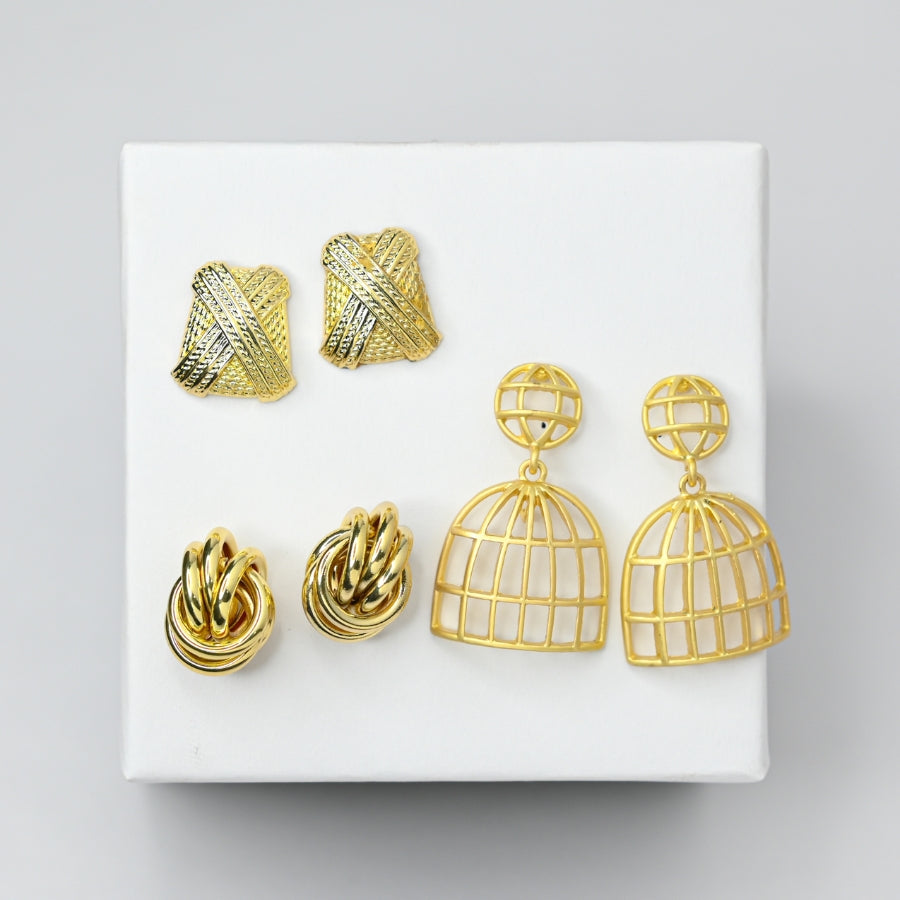 Elegant Gold Earring Set – Classic, Geometric & Textured Designs