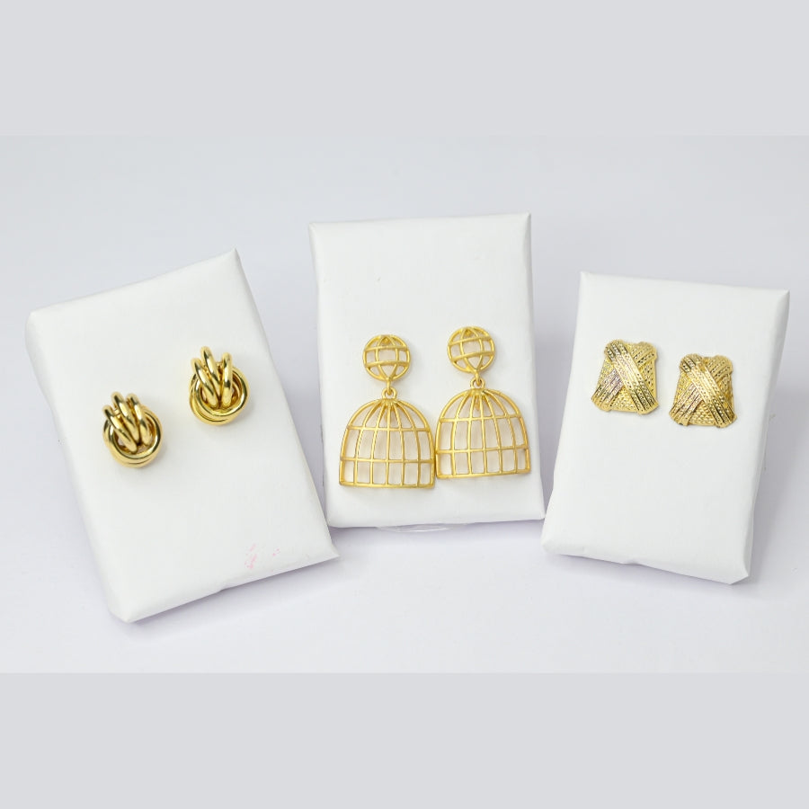 Elegant Gold Earring Set – Classic, Geometric & Textured Designs