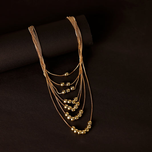 Golden Cascade Multi-Layered Necklace