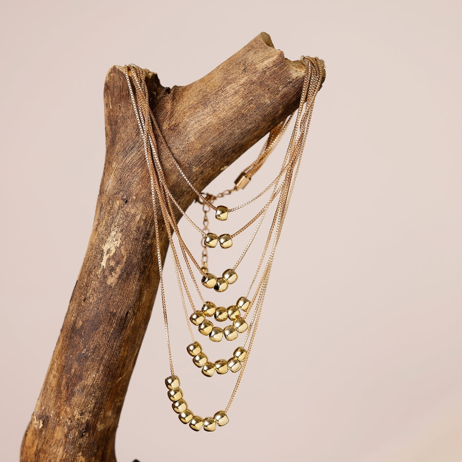 Golden Cascade Multi-Layered Necklace