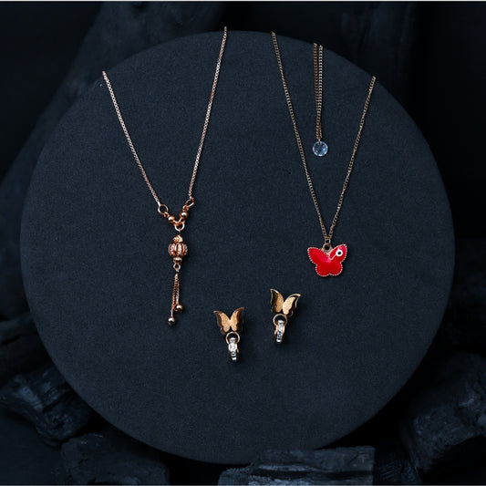 Elegant Butterfly & Gold Pendant Jewelry Set