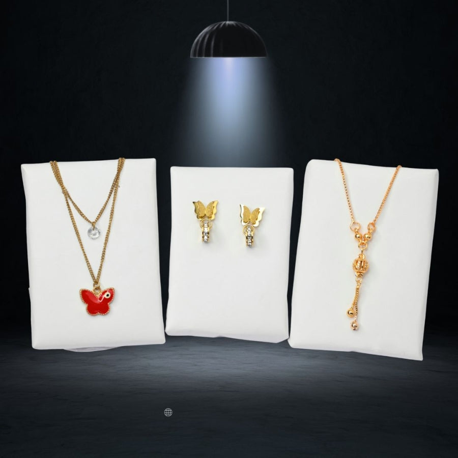 Elegant Butterfly & Gold Pendant Jewelry Set