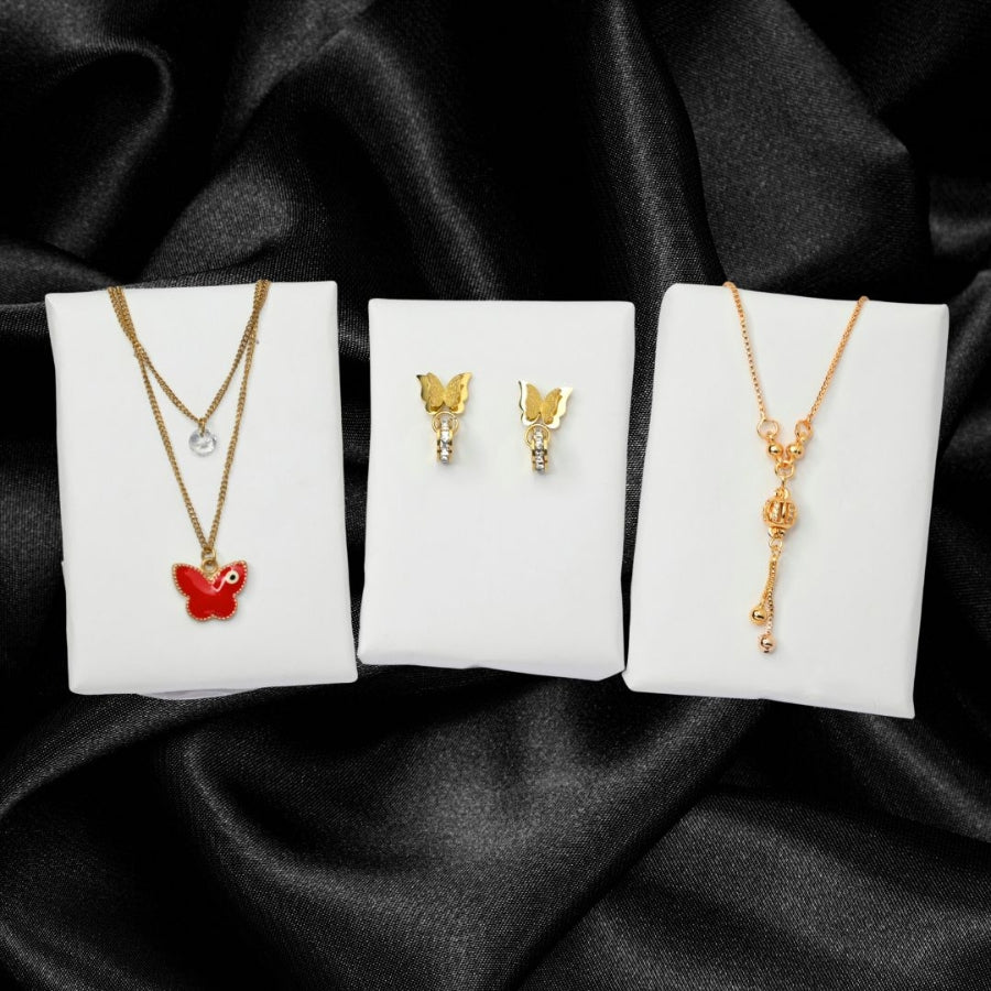 Elegant Butterfly & Gold Pendant Jewelry Set