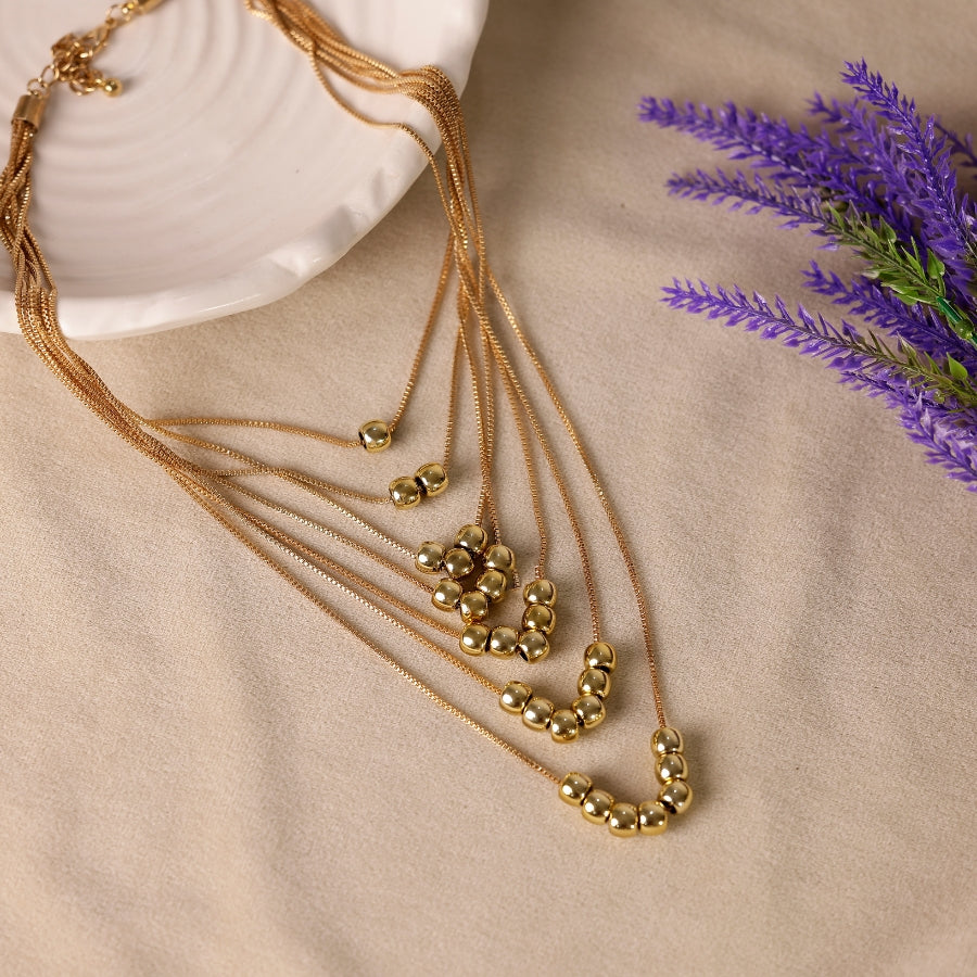 Golden Cascade Multi-Layered Necklace